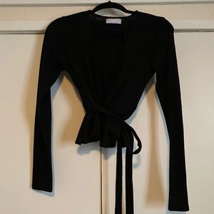 Urban Outfitters - Black Sweater Wrap Top